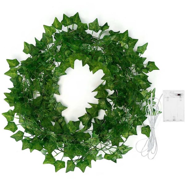 100 Pcs 32.8 ft. Outdoor Battery Operated Integrated LED Fairy String-Light w/360Pcs Leaves, DIY Decorative Night Light