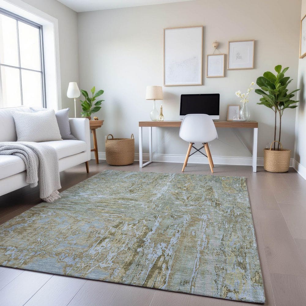 Mayfield Premium Machine Washable Abstract AMF1350 Khaki 8 ft. x 10 ft. Area Rug price history on PriceWatchPro