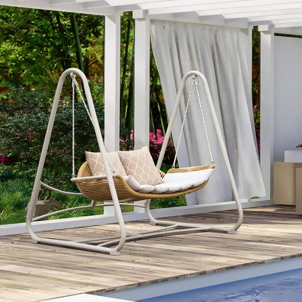 テーブル・チェア・ハンモック Backside summit design. 2second2plate2 AUTMOON Outdoor Wicker Porch Patio Swing, 2-Seat Hanging