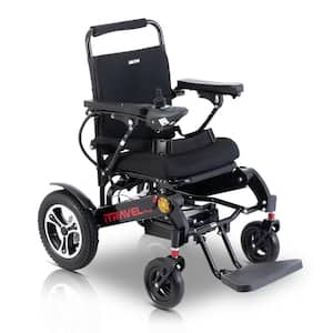 Intelligent Light-Weight Foldable Electric Wheelchairs with Anti-tip Wheels and Electromagnetic Brake System in Black