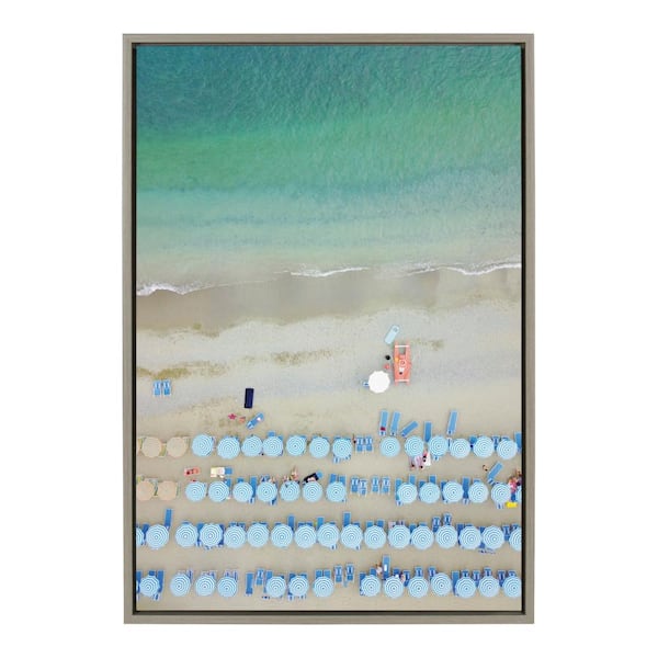 Kate and Laurel Sylvie "Monterosso 12" by Rachel Bolgov Coastal Framed Canvas Wall Art 33 in. x 23 in.