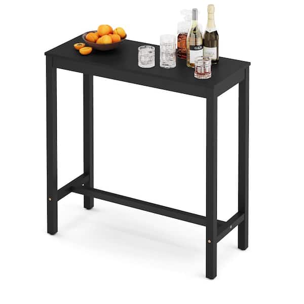 38 in. Black Standard Rectangle Solid Acacia Wood Console Table Entryway Table Narrow Hall Table Sofa Table