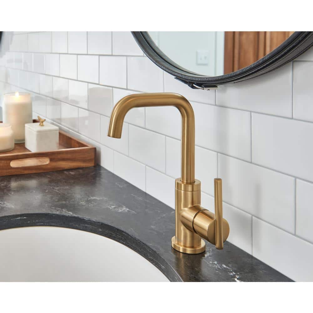 Parma Brushed Bronze Single Hole Bathroom Faucet with Metal Drain Assembly