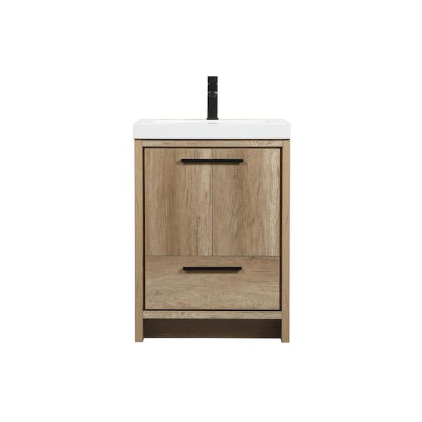 Unbranded Timeless Home 24 in. W x 19 in. D x 34 in. H Bath Vanity in Natural Oak with White Resin Top