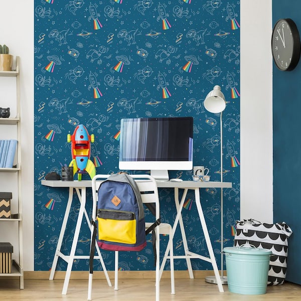 Space Adventures Blue Wallpaper