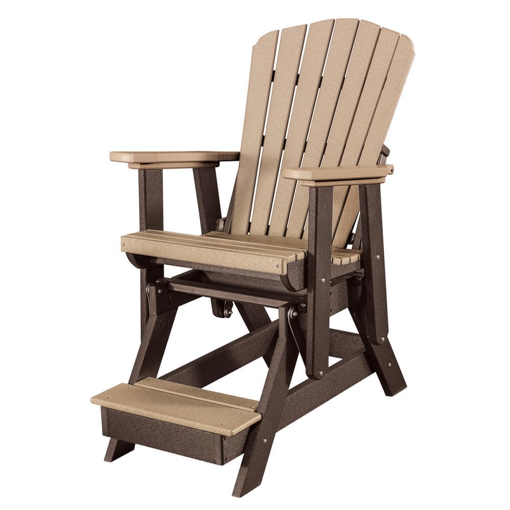 All Poly 27 in. 1-Person Tudor Brown Frame Poly Resin Outdoor Fan Back Balc