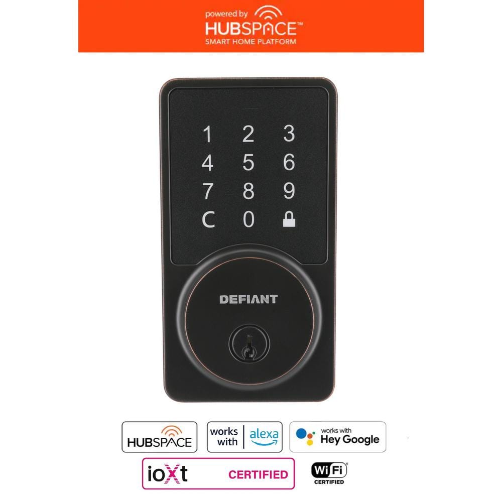 Square Aged Bronze Electronic Single Cylinder Deadbolt Wi-Fi Enabled Powere
