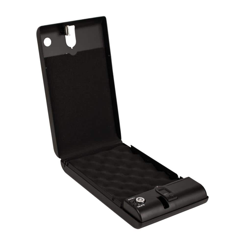 Compact Black Powder-Coated Biometric Pistol Safe
