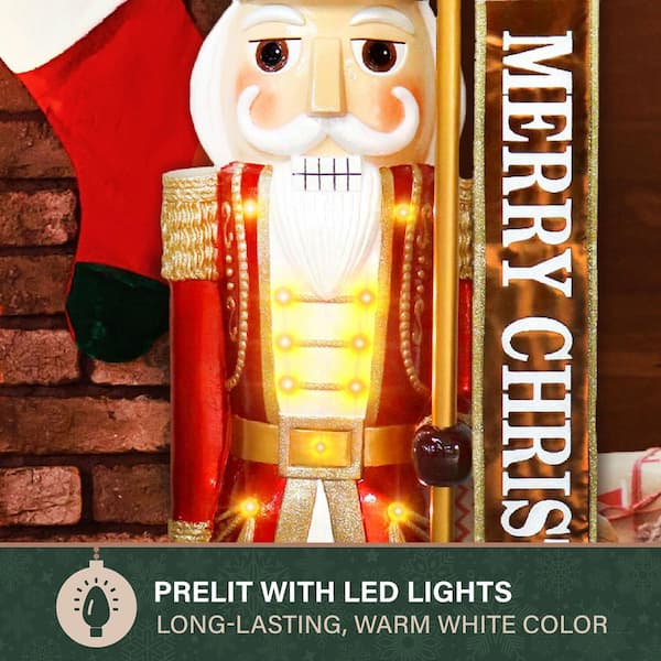 Fraser Hill Farm 4-ft. Prelit Metallic Christmas Nutcracker