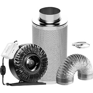 4 in. 203 CFM Inline Fan with Speed Controller and Leather Sheath, 4 in. Carbon Filter and 8 ft. of Ducting