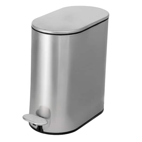 ACENTO Slim Oval 5 l / 1.3 Gal. Pedal Trash Bin with Soft Close Lid in Brushed Stainless Steel