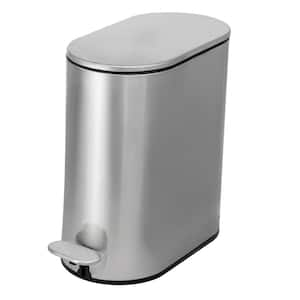 Slim Oval 5 l / 1.3 Gal. Pedal Trash Bin with Soft Close Lid in Brushed Stainless Steel