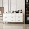 FUFU&GAGA White & Gold 9-Drawer Wooden Dresser 61.4 in.