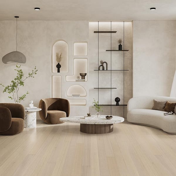 Palomino French Oak 1/2 in. T x 5 in. W Tongue and Groove Wire Brushed Engineered Hardwood Flooring (26.9 sq. ft./Case)