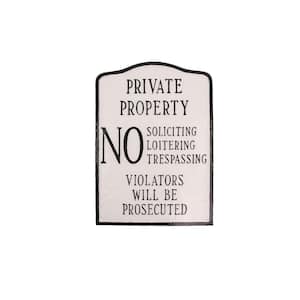 Private Property No Sign Arch Large Statement Plaque - White/Black