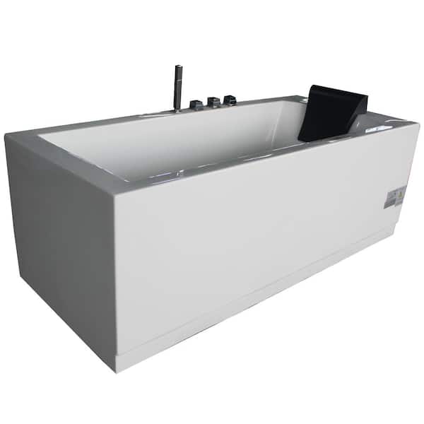 EAGO 72 in. Acrylic Flatbottom Whirlpool Bathtub in White