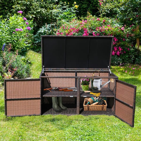 88 gal. Garden Patio Rattan Storage Container Box