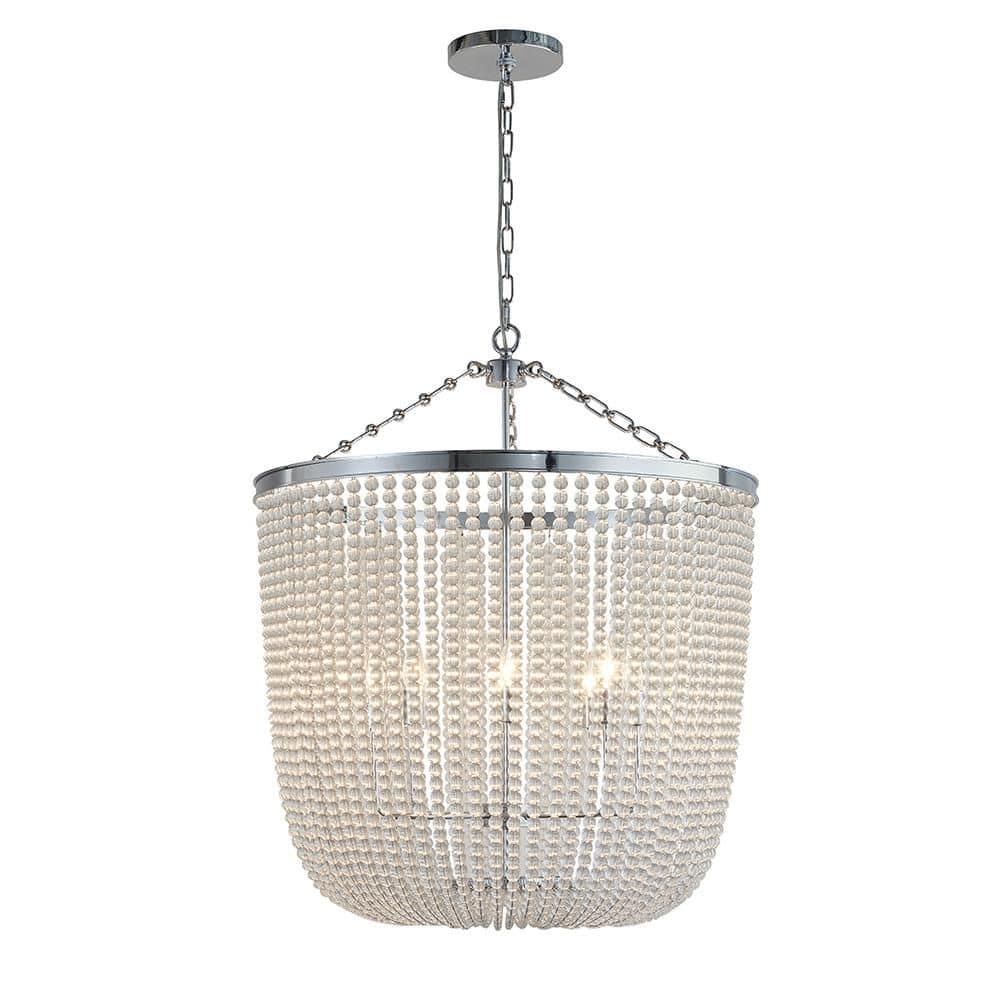 8-Light Chrome Chandelier With Clear Beaded hanging Glass