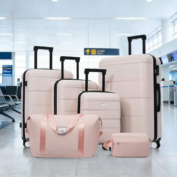 Polibi 6-Piece Light Pink ABS Hardside Luggage Set with 2-Bags