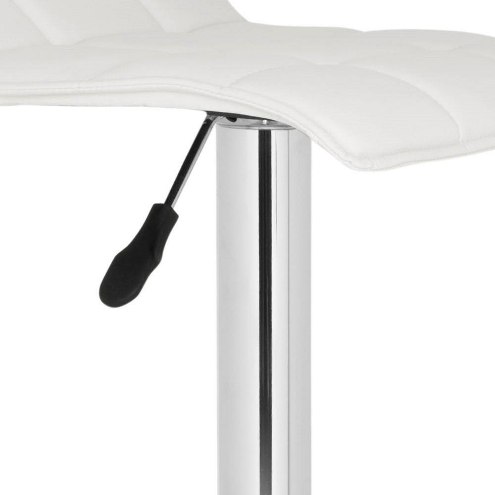 Lamita White Adjustable Swivel Bar Stool with Chrome Base