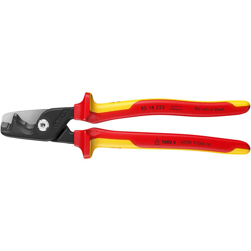 KNIPEX 9 in. StepCut XL Cable Shears Cutting Pliers, 1000-Volt Insulated