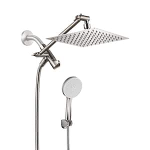 Rainfull 5-Spray 1.8GPM Wall Mount with 8 in. Adjustable Dual Shower Heads and Handheld Shower Head in Brushed Nickel