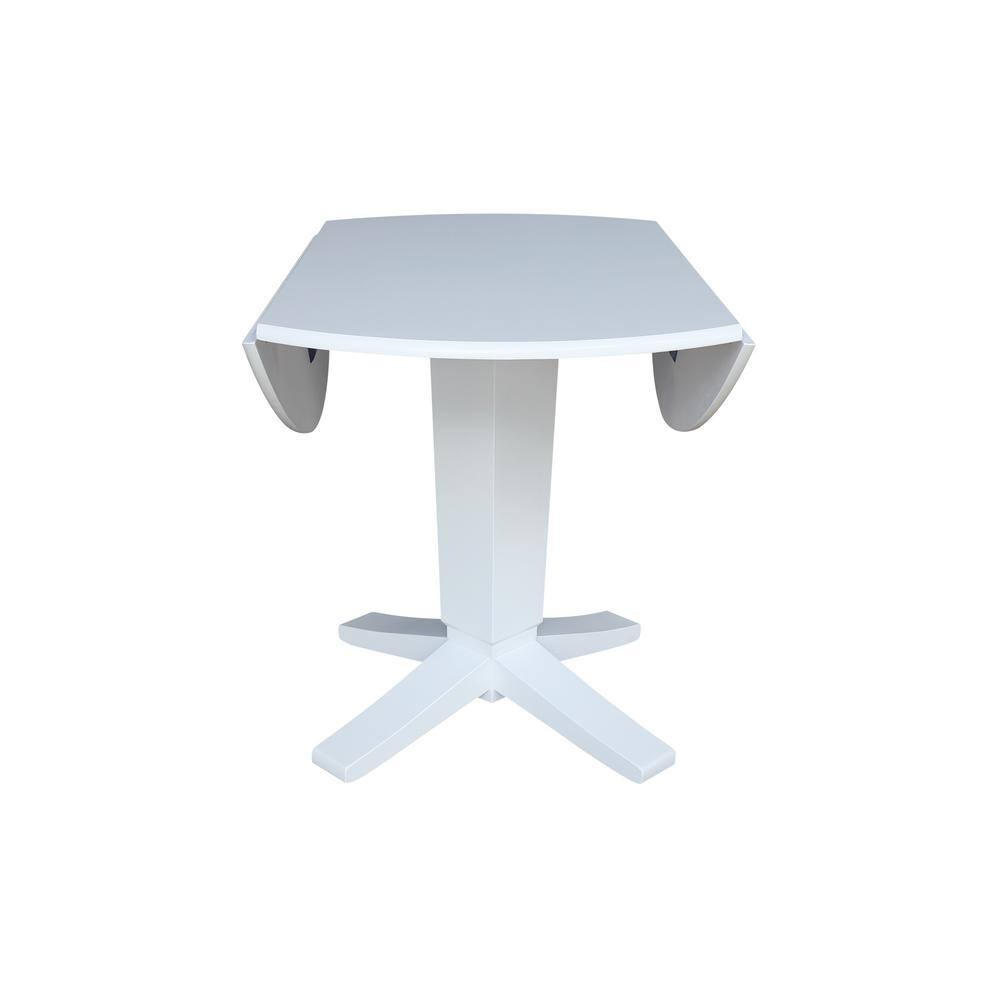 42" White Solid Wood Round Extendable Pedestal Dining Table
