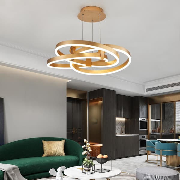 Maxax Carson 23.2 in. Gold Modern Rectangle Integrated LED