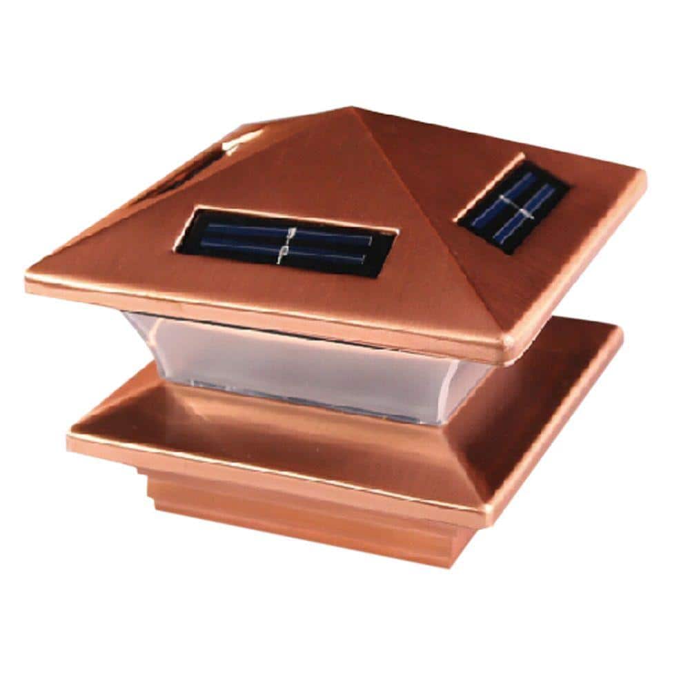 4 in. x 4 in. Resin Pyramid Copper Plated Metal Solar Post Cap