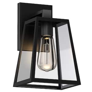 11 in. 1-Light Black Outdoor Hardwired Caged Lantern Sconce with No Bulbs Included