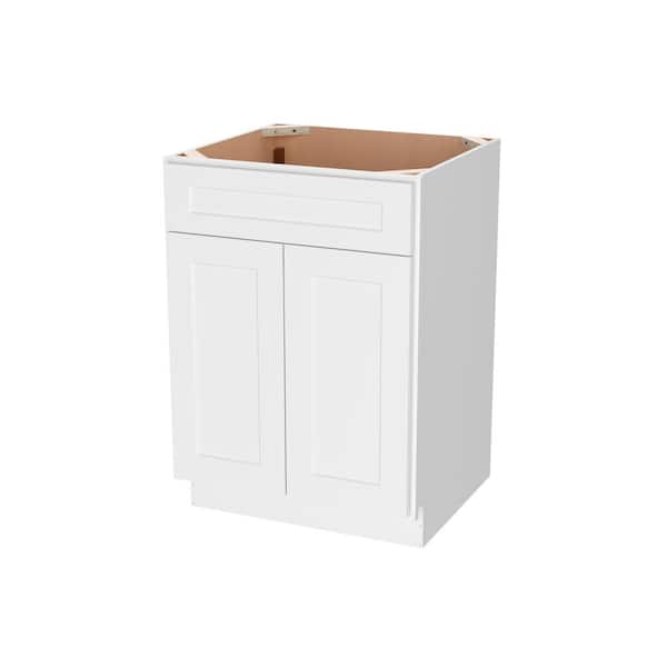 HOMLUX Camlock 24 in. W. x 21 in. D x 34.5 in. H Ready to Assemble Bath Vanity Cabinet without Top in Shaker White
