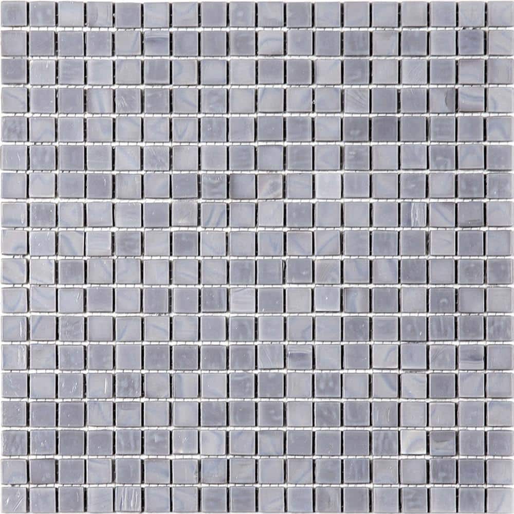 Metal Gray 11.6" x 11.6" Iridescent Glass Mosaic Tile