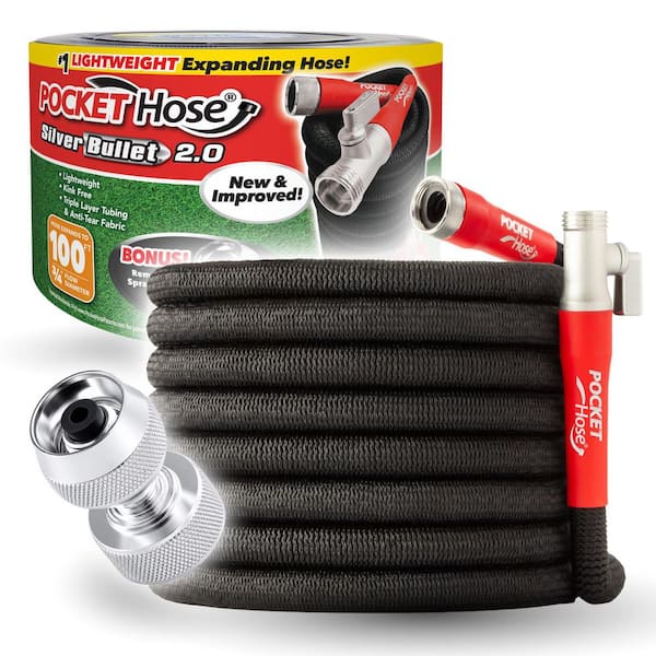 Silver Bullet 2.0 Expandable Garden Hose 3/4 in. x 100 ft. with Turbo Shot Nozzle