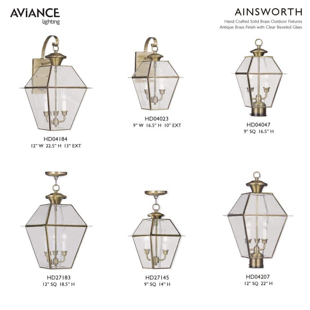 Charleston Elegance Antique Brass 3-Light Outdoor Wall Lantern