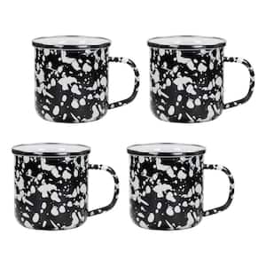 12 oz. Black Swirl Enamelware Coffee Mugs (Set of 4)