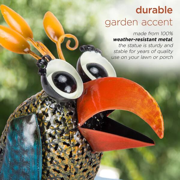 置物  Bird Alpine Corporation 12 in. Tall Outdoor Metal Wide-Eyed Bird