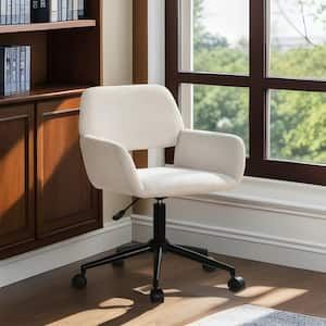 Ross Fabric Adjustable Height Seat with Upholstery and Mid-Back Support Office Chair in Ivory for Ergonomic, with Arm