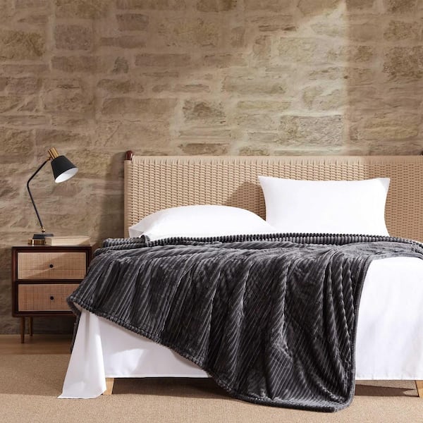 Mountain Valley 1-Piece Dark Grey Plush Fleece Full Electric Blanket