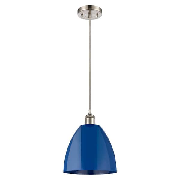 Plymouth Dome 100-Watt 1-Light Brushed Satin Nickel Standard Mini Pendant Light with Metal Shade