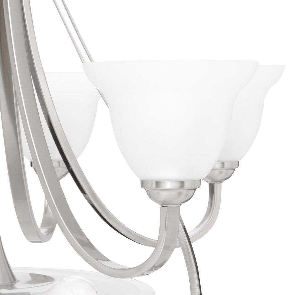 Torino Brushed Nickel 6-Light Two-Tier Chandelier with Etched Glass Shades