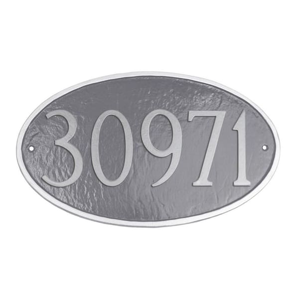 Classic Oval Small Address Sign Plaque - Gray/Silver