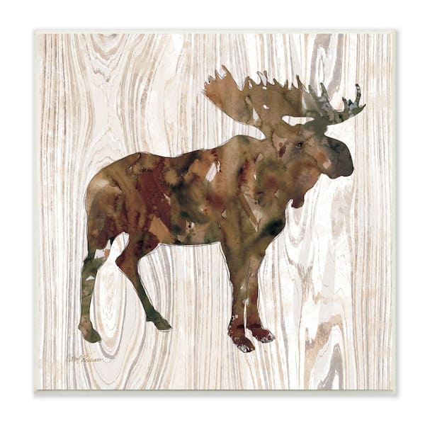 Stupell Industries Watercolor Moose Silhouette Rustic Pattern By Carol Robinson Unframed Print Animal Wall Art 12 in. x 12 in.