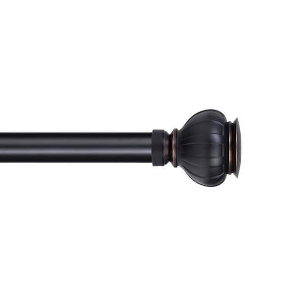 The Haven Collection Rhodes 36 in. - 72 in. Adjustable Single Curtain Rod 1 in. in Oil Rubbed Bronze with Finial