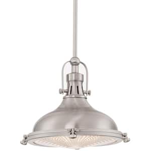 Beacon 60-Watt 1-Light Brushed Nickel Transitional Pendant Light with Brushed Nickel Shade, No Bulb Included