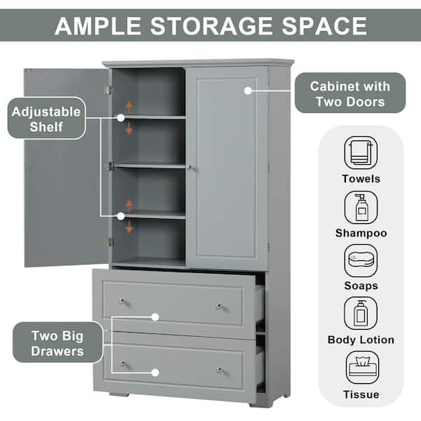 Nestfair 23.6 in. W Bathroom Floor Storage Cabinet with Adjustable