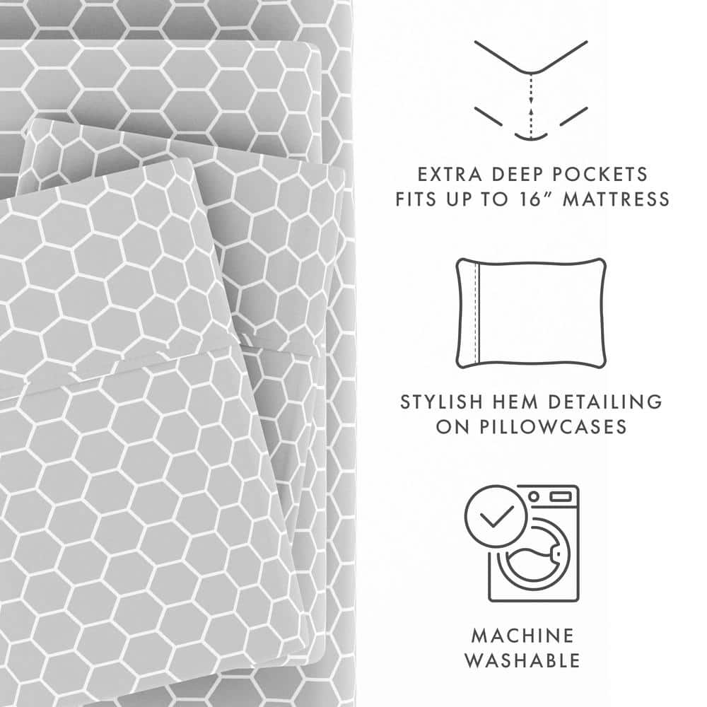 Gray Chevron Twin Microfiber Bedding Set with Pillowcase