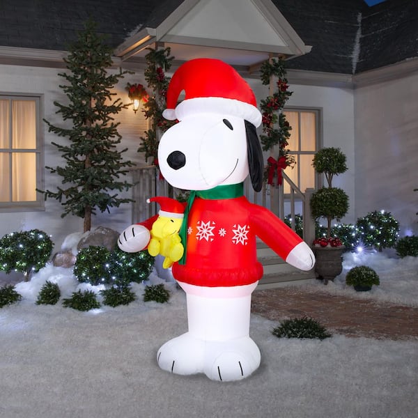 Gemmy 8 ft. H x 3.9 ft. W Airblown Snoopy in Snowflake Sweater