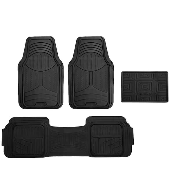 FH Group Black Trimmable Liners Heavy Duty Tall Channel Floor Mats - Universal Fit for Cars, SUVs, Vans and Trucks - Full Set
