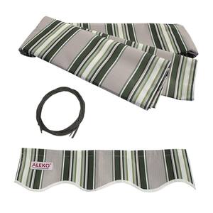Retractable 10 in. x 8 in. Patio Awning 10 ft. x 8ft. (3 m x 2.5 m) Multistripes Green