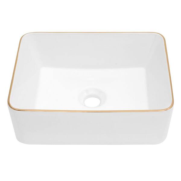 Miscool Anky 19 in. W Vessel Bathroom Sink in White Ceramic